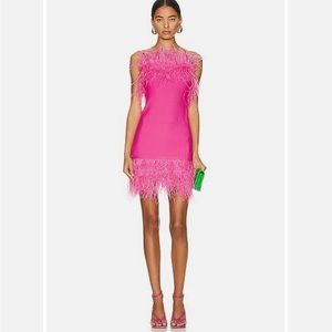 NWT STAUD Hot Pink Feather Dress